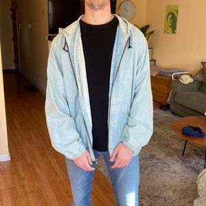 XL urban outfitters denim zip up HOODIE